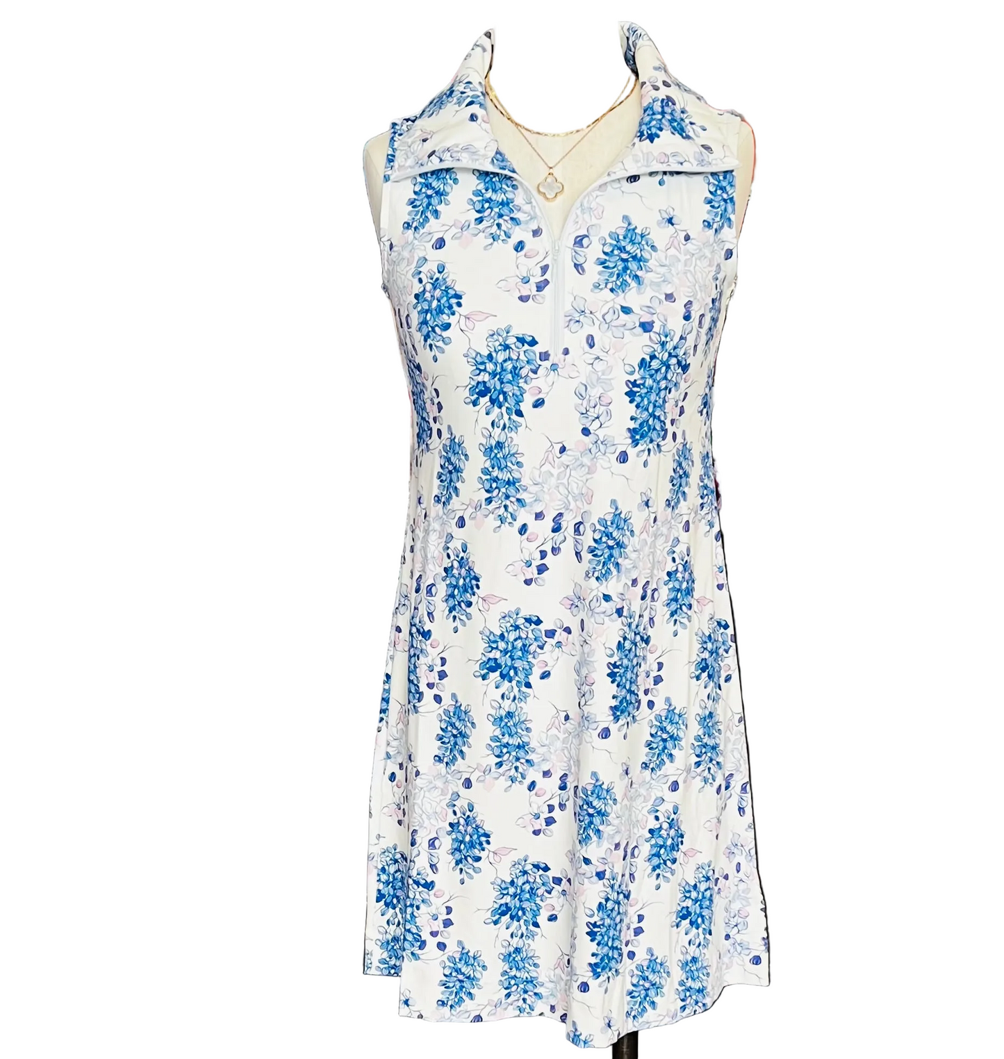 UPF 50 1/4 zip collared sleeveless dress