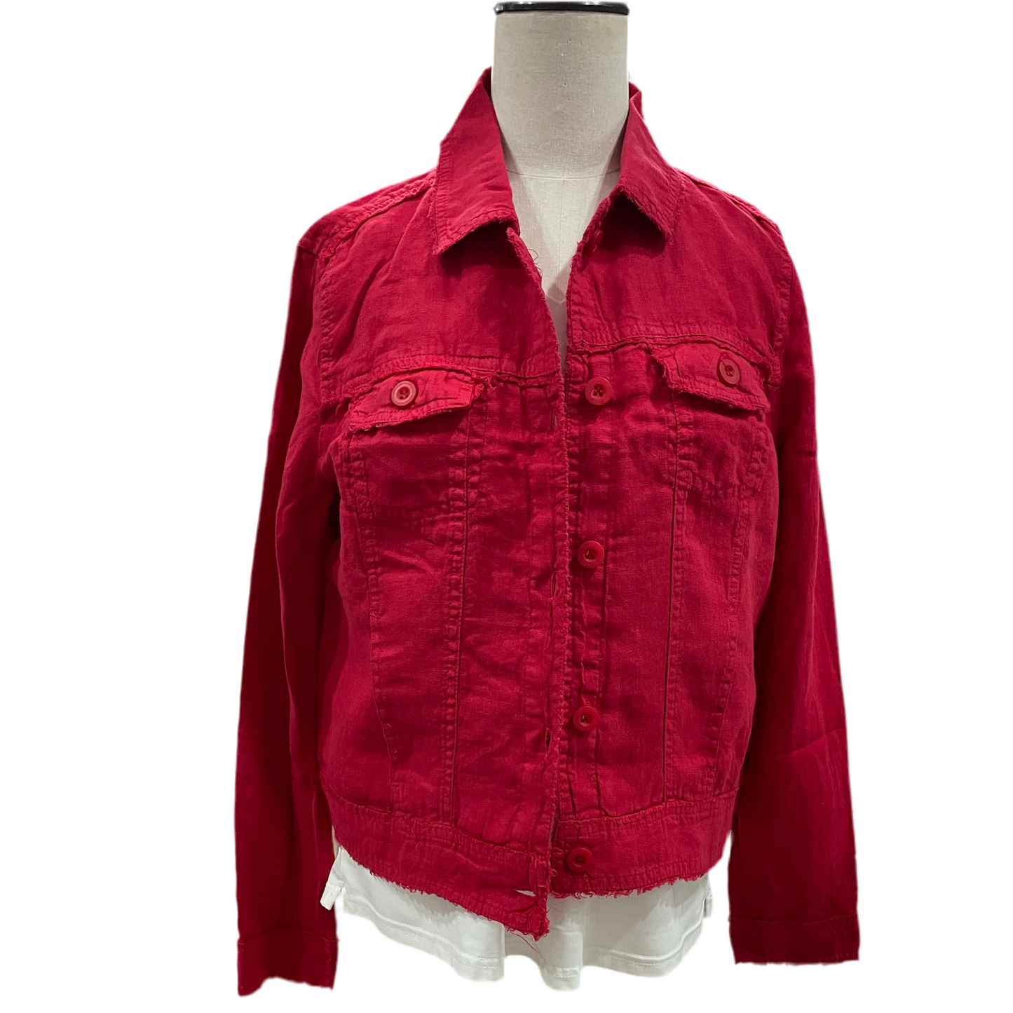 LuluB Crimson Red Linen Jacket