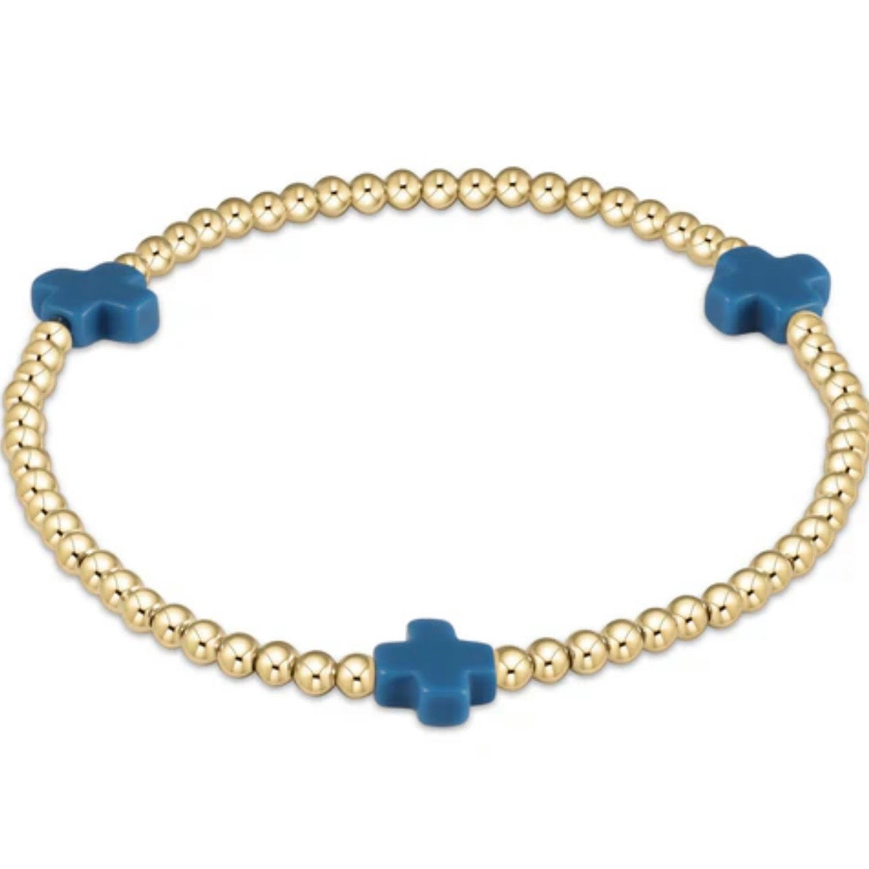 Enewton Signature Cross Gold 3mm Bracelet-Cobalt