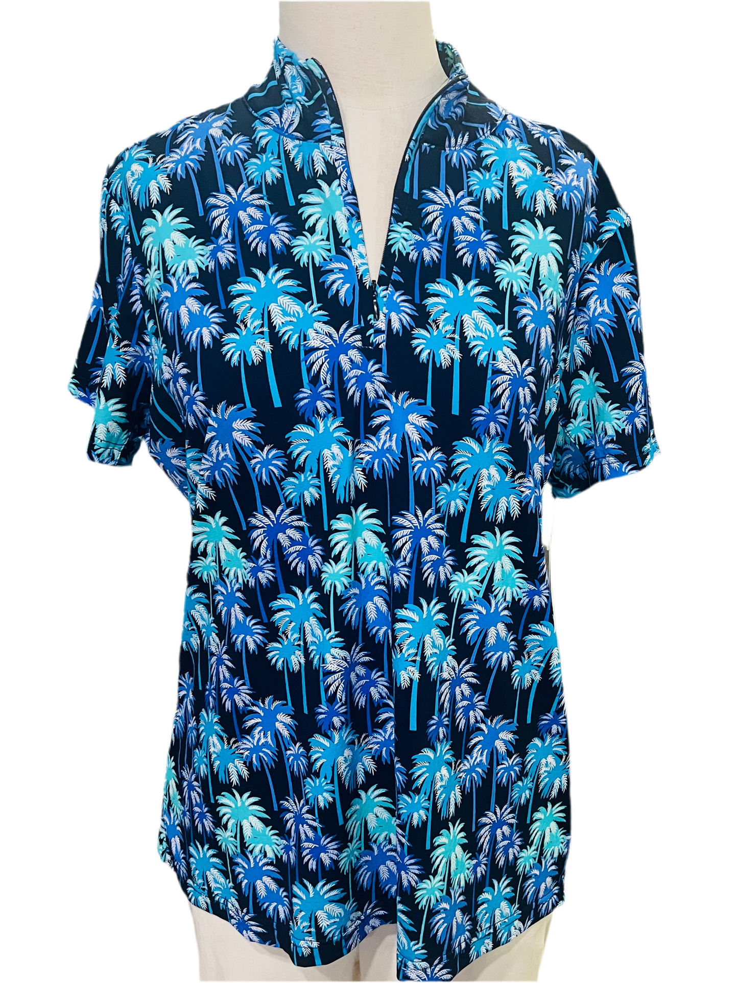 LuluB Collar Top Palm Tree print