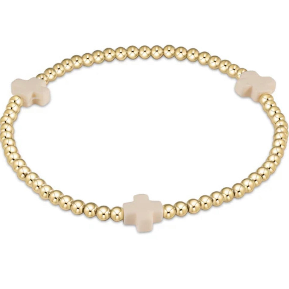 Enewton Signature Cross Gold 3mm Bracelet- White