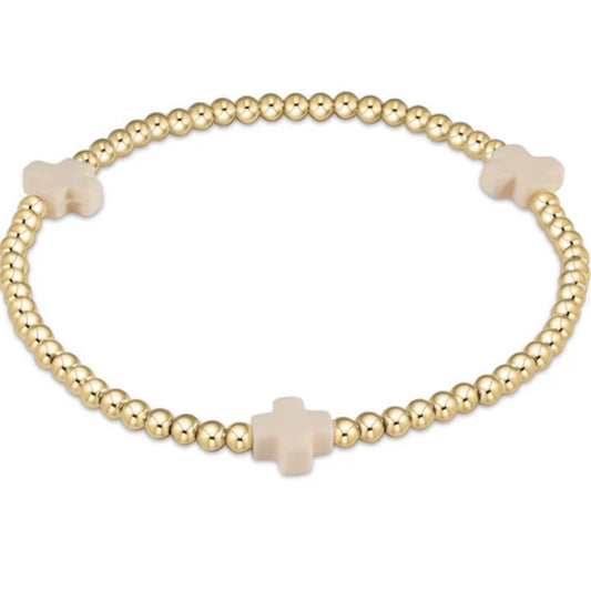 Enewton Signature Cross Gold 3mm Bracelet- White