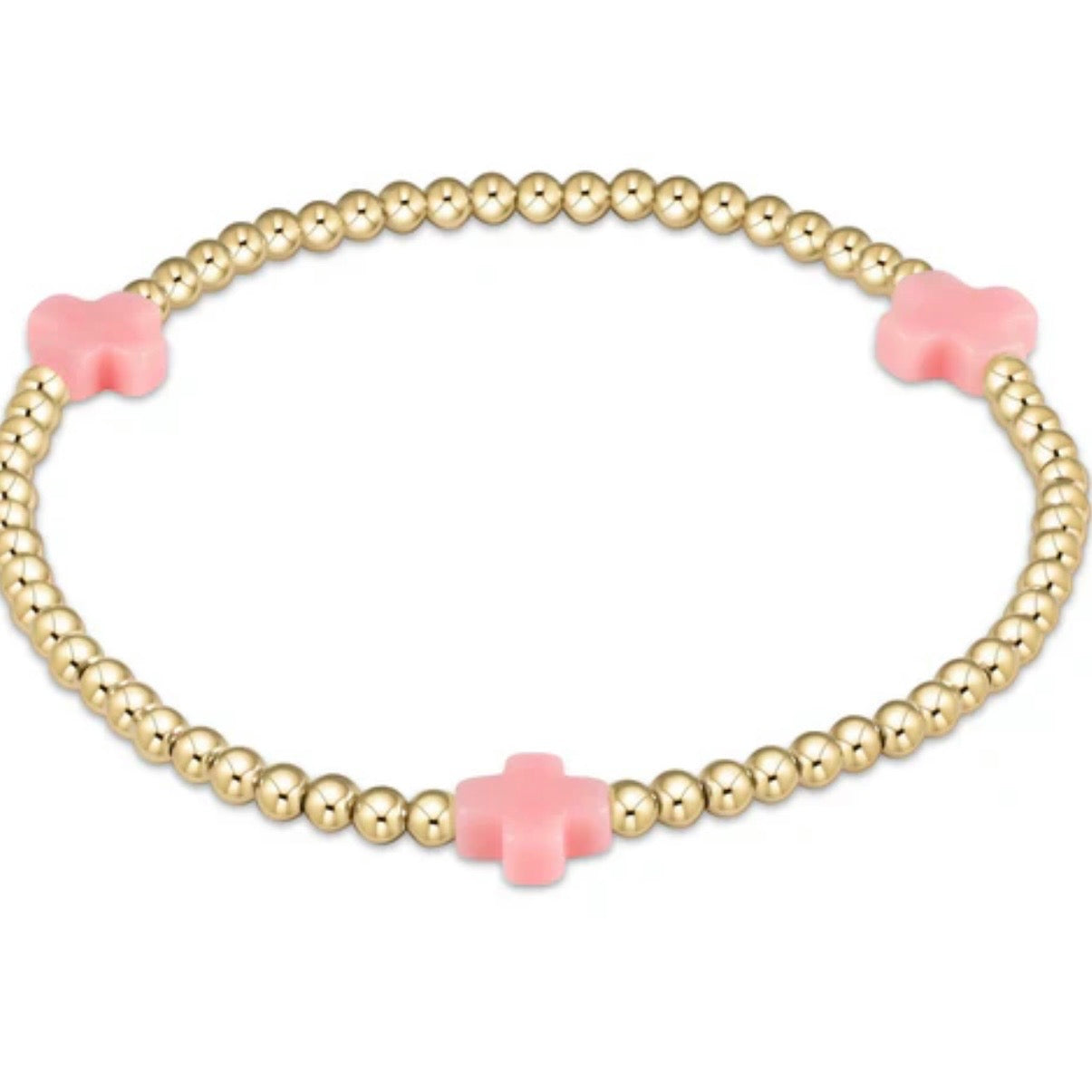 Enewton Signature Cross Gold 3mm Bracelet-Pink