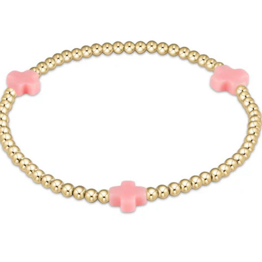 Enewton Signature Cross Gold 3mm Bracelet-Pink