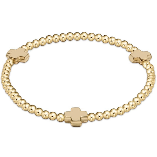Enewton Signature cross pattern 3mm bead bracelet- Gold