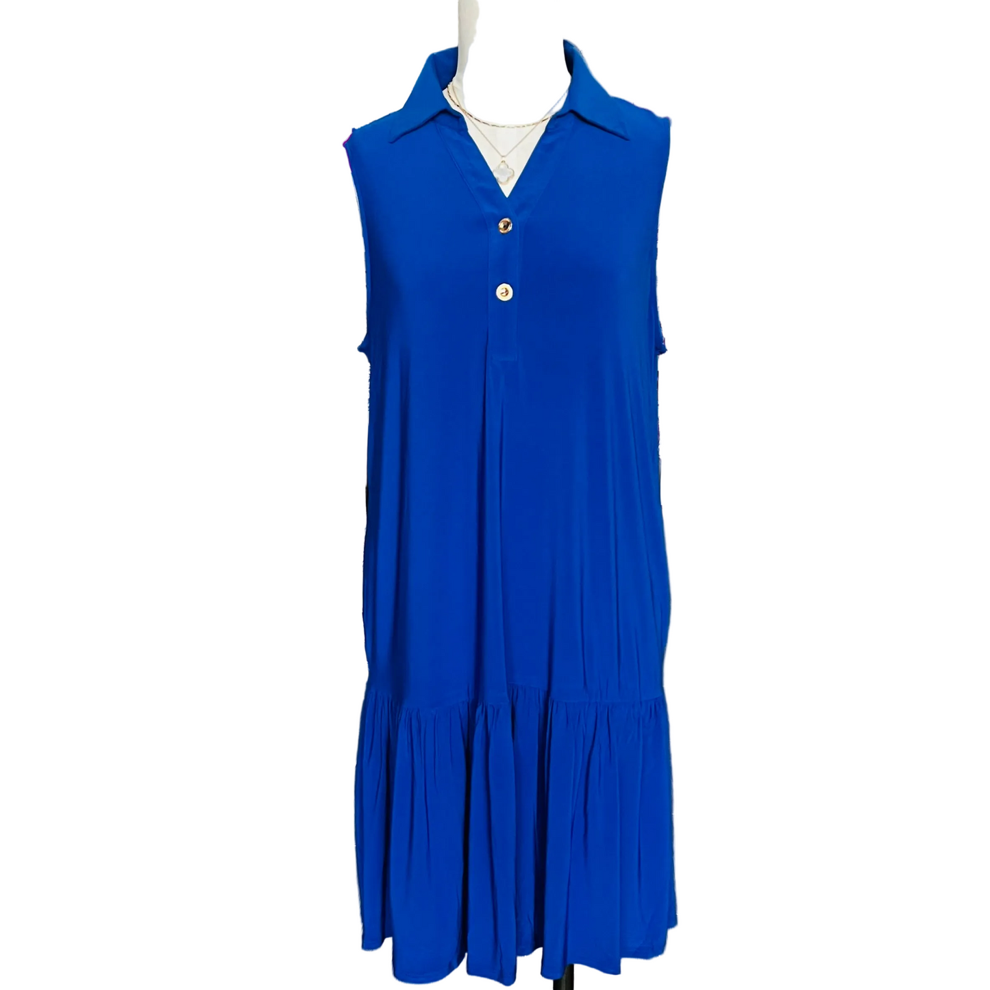 Sleeveless dress with ruffle bottom
