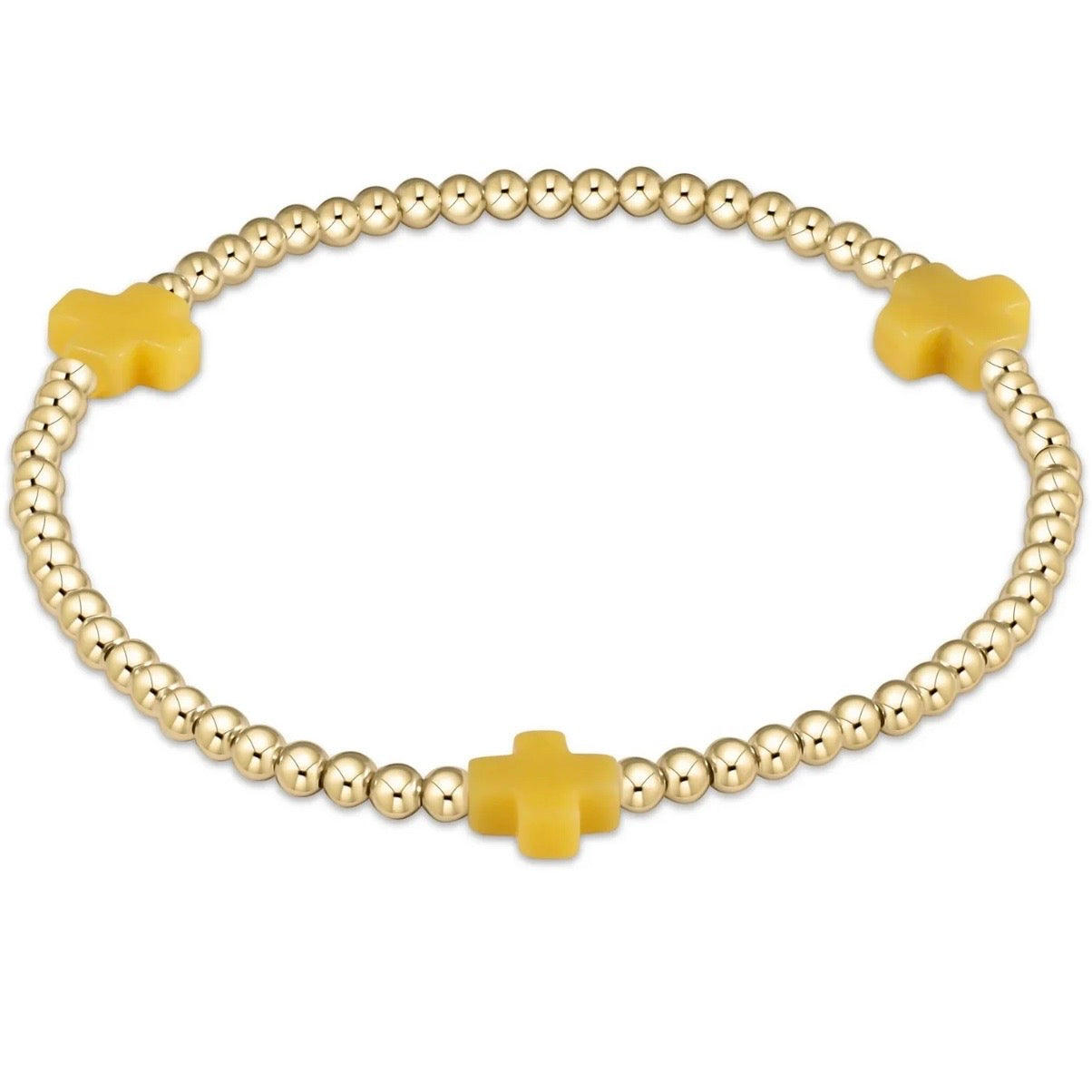 Enewton cross pattern 3mm bead bracelet- Canary