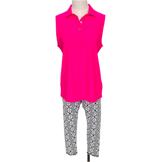Sleeveless 1/4 button polo top