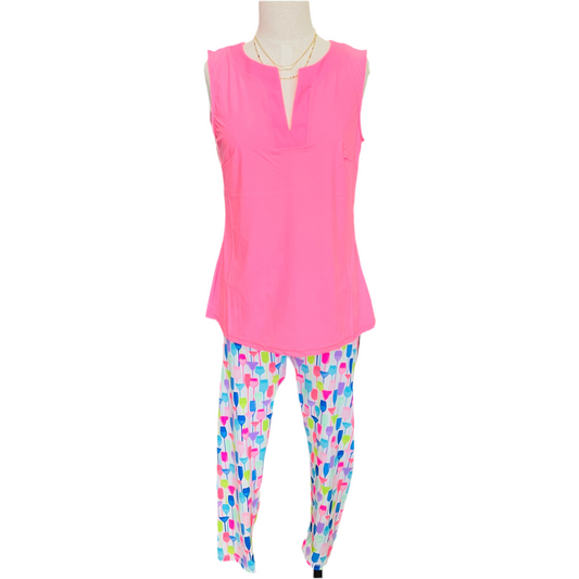 Sleeveless split neck top