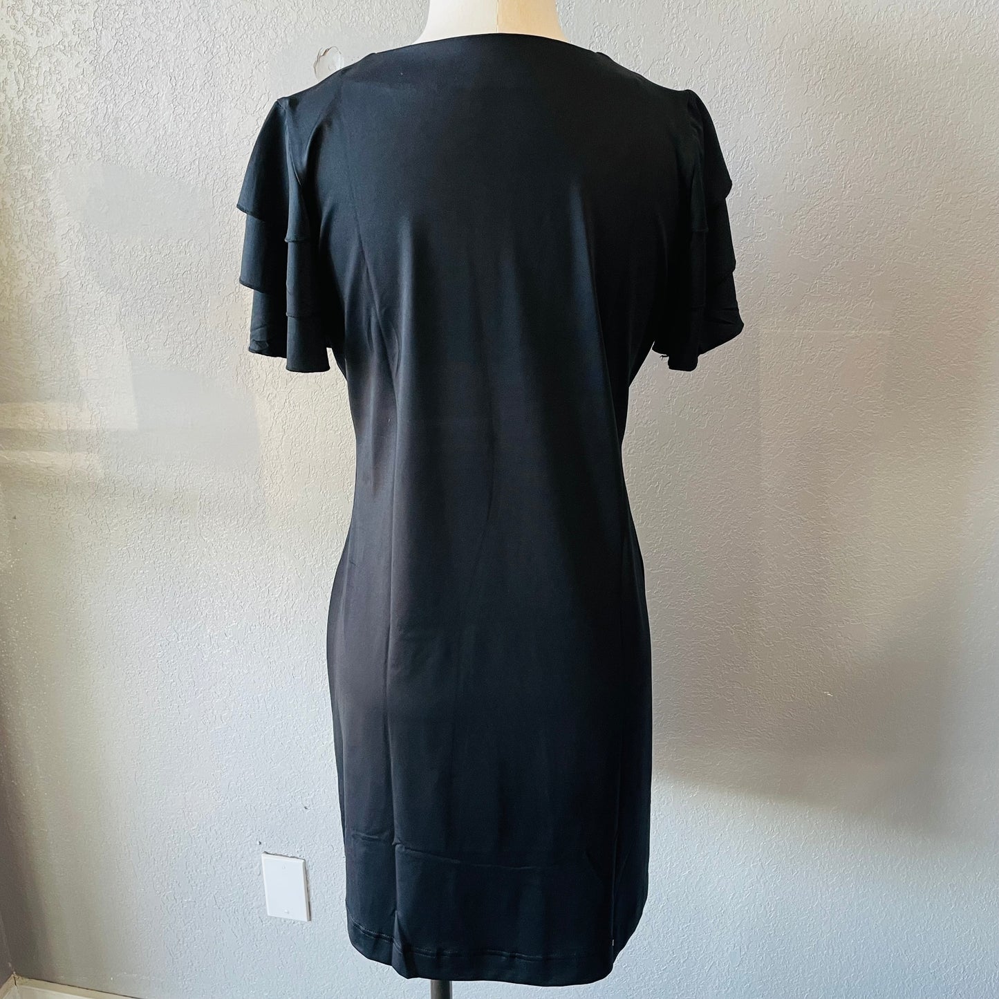 LuluB Ruffle Sleeve Dress in Solid Black