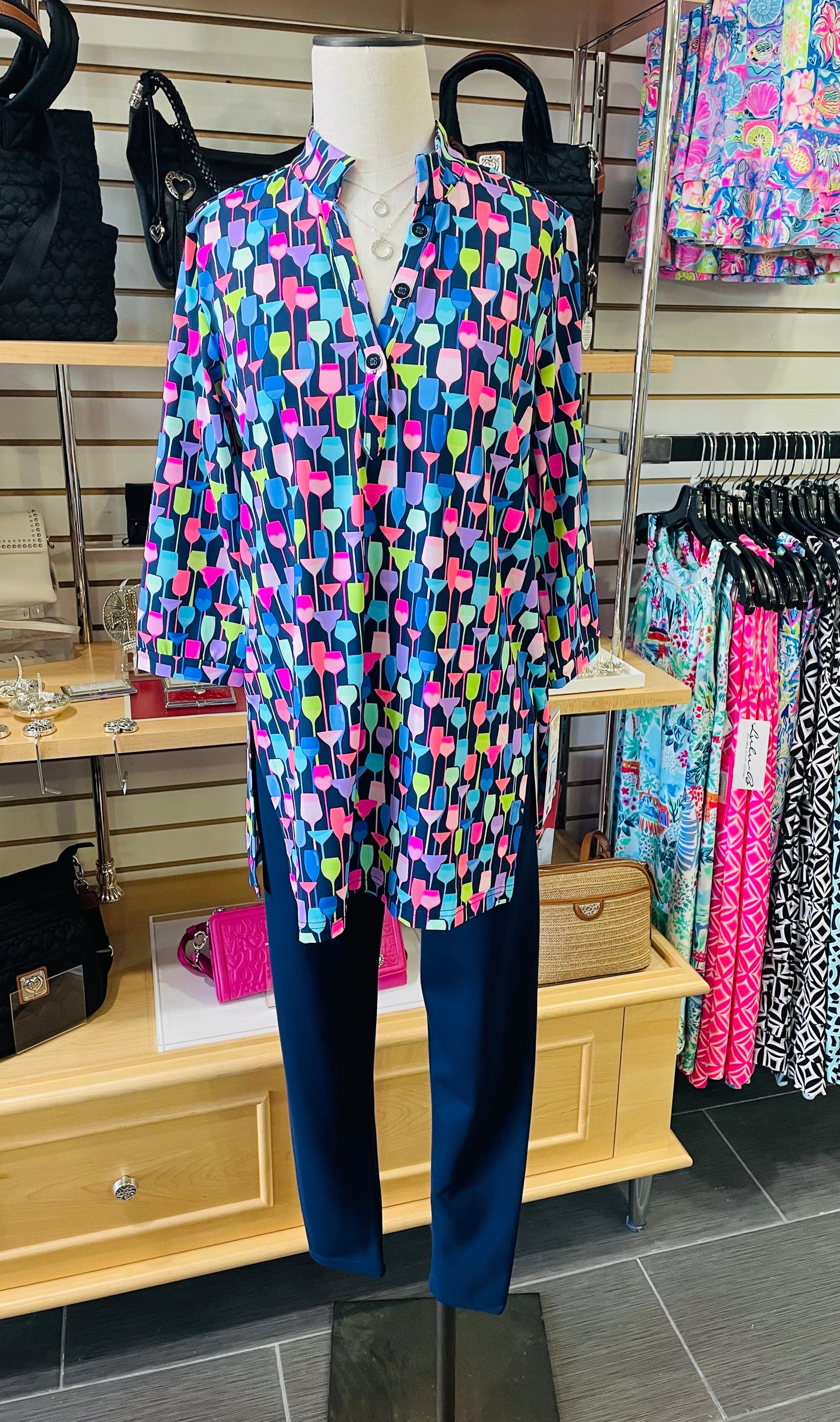 LuluB Tunic Wine Print