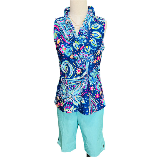 Ruffle neck sleeveless top