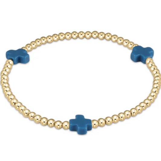 Enewton Signature Cross Gold 3mm Bracelet-Cobalt