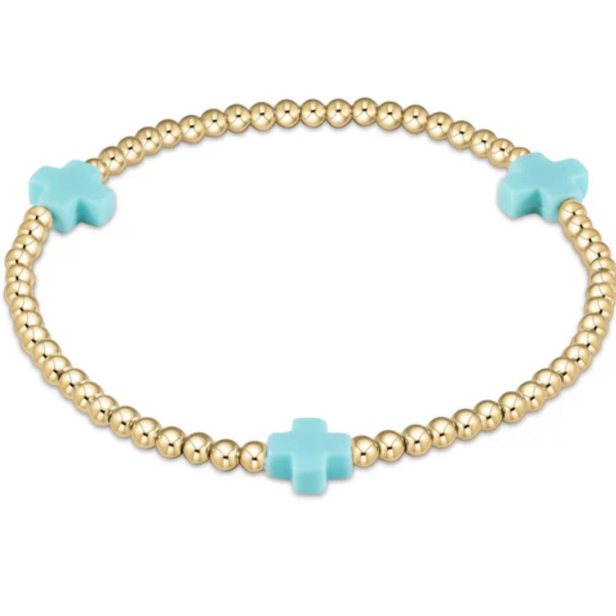 Enewton Signature Cross Gold 3mm Bracelet- Turquoise