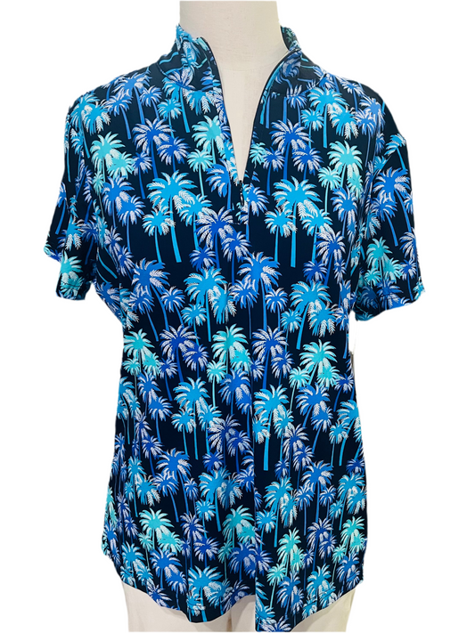 LuluB Collar Top Palm Tree print