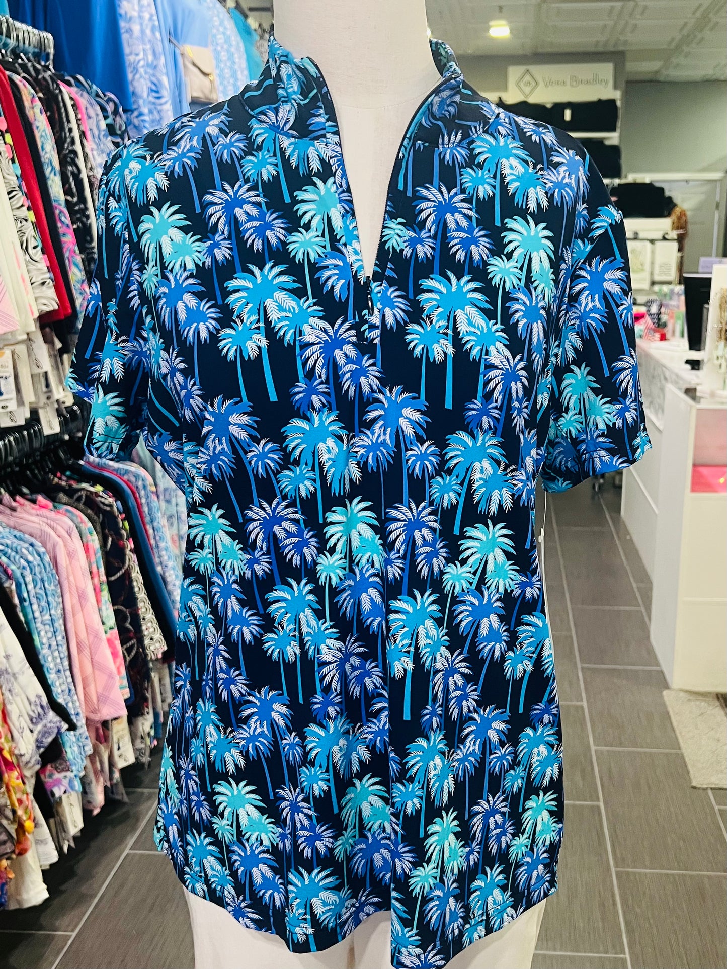 LuluB Collar Top Palm Tree print